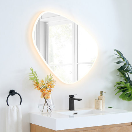 Rasso Novelty Frameless Bathroom Vanity LED Lighted Wall Mirror, 32"