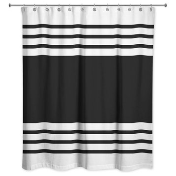 Farmhouse Stripe Shower Curtain, Black