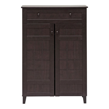 Glidden Dark Brown Wood Modern Shoe Cabinet, Tall
