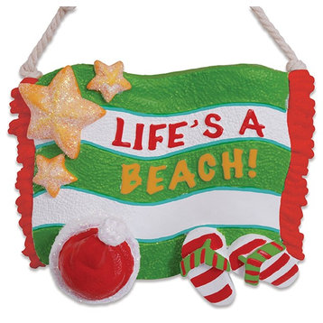 Cape Shore Lifes a Beach Santa Hat Flip Flop Sandals Christmas Holiday Ornament