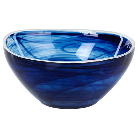 "Monte Carlo" 5.5" Diameter Small Glass Bowl, Indigo Alabaster, Set of 6