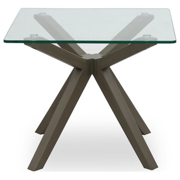 Mid-Century Modern Glass End Table, Gray