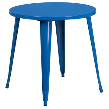 30'' Round Blue Metal Indoor-Outdoor Table