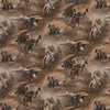 Beige Wild Horses Galloping Themed Tapestry Upholstery Fabric By The Yard