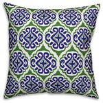DDCG - Blue and Green Geometric Print 16"x16" Outdoor Throw Pillow - Spruce up your outdoor space with the Blue and Green Geometric Print  Outdoor Pillow. These outdoor pillows are water, stain and mildew resistant and can be used in either an indoor or outdoor setting.  Featuring a unique design, this accent pillow will make a perfect addition to your porch, patio or space.