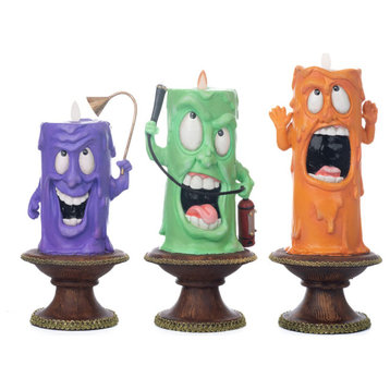 Katherine's Collection Lively Candles Set of 3, Flameless, Green/Orange/Purple