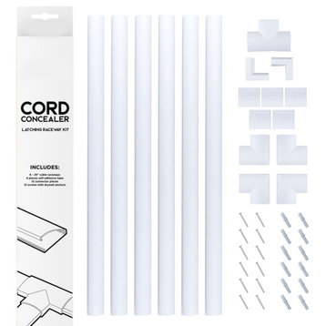 Cord Concealer System Covers Cables, Cords, Wires Cover Management Raceway Kit