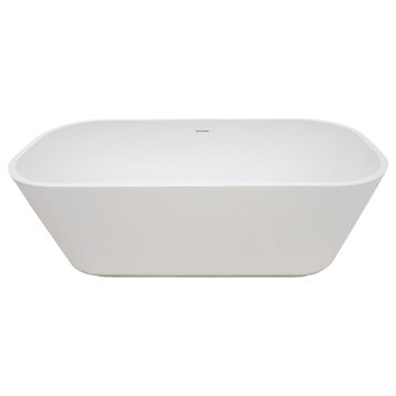 Aqua Eden 65" Solid Surface White Stone Freestanding Tub w/Drain, Matte White