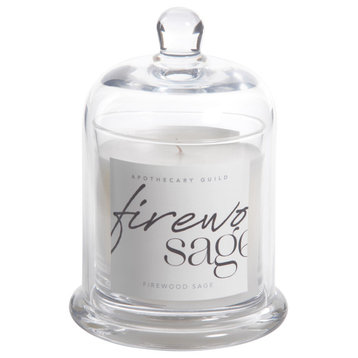 Firewood Sage Scented Candle Jar With Glass Dome