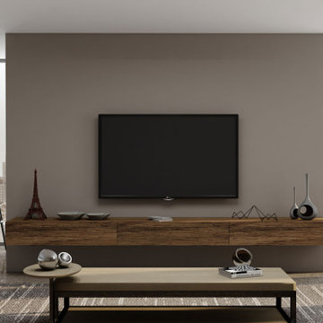 TV Unit Storage with Drawers Natural Carini Walnut Supplied by Inspired Elements