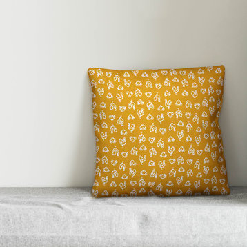 Yellow Rooster Pattern Throw Pillow, 20"x20"