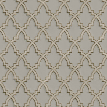 Geometric Textured Wallpaper, Trellis Pattern, Silver Silver Gray Terra, 1 Roll