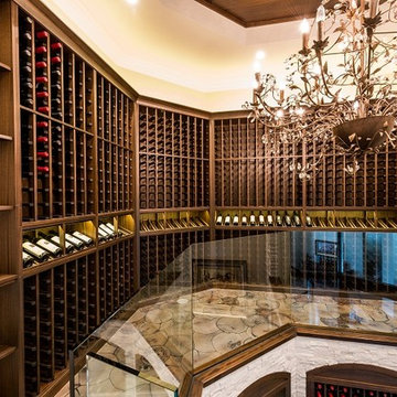 Ocala Wine Cellar with Petrified, Reclaimed Wood Floors