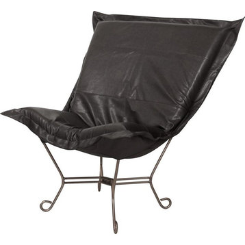 AVANTI Puff Chair HOWARD ELLIOTT Black Faux Leather Polyurethane PU
