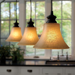 Screw-In Textured Linen Glass Shade Pendant Lighting - Pendant Lighting