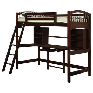 Coaster Perris Transitional Twin Workstation Wood Loft Bed Cappuccino