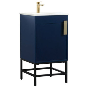 Elegant Decor Eugene 18" Aluminum MDF Single Bathroom Vanity in Blue