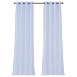 Half Price Drapes - Ice Grommet Blackout Vintage Textured FauxSilk Dupioni Curtain Single Panel, 50"x96" - Our Vintage Textured Faux Silk curtains & drapes have a slight sheen that mimics the finest texture of silk dupioni. This line offers blackout with a grommet header for a contemporary look. These curtains bring the look of luxury without the cost or high-maintenance care. As a general rule, for proper fullness panels should measure 2-3 times the width of your window/opening.