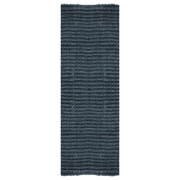 Delara Premium Handwoven Natural Area Rug Boucle 100% Jute with 0.25'' thick, Charcoal, 2'.5"x9'