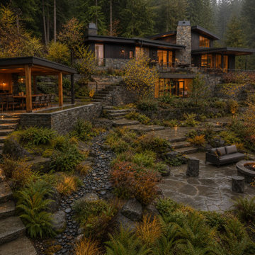Four-Season Woodland Garden Concept for a Contemporary Hillside Home