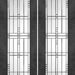 2-1/4" Thick Contemporary Mahogany Double Doors Matte Glass - Front Doors