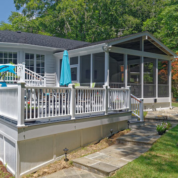 Deck and Screened Porch Featured Reclaimed Wood Ceiling