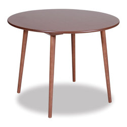 Walnut Ironica 100cm Round Kitchen Table by Tom Kelley for TON - Dining Tables
