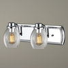 Industrial 2-Light Vanity Light with Clear Glass in Chrome
