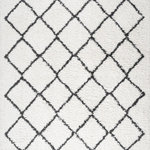 JONATHAN Y - Cami Moroccan Style Diamond Shag, White/Black, 5'x8' - Inspired by vintage Beni Ourain Moroccan rugs, our soft and fluffy shag yarns make it easy to go barefoot. The classic Moroccan pattern has deep black diamonds on a field of ivory. Anchor your Bohemian space; add softness to a bedroom, living room, or cozy reading nook; this is a low-pile shag rug with timeless style.
