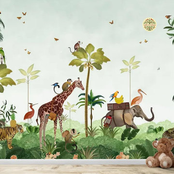 Cute Animal Safari Wallpaper for Kids