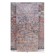 Consigned Vintage Hand Carved Buddha Wall Hanging, Buddhist Wall Art