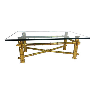 Maurice Brass Bamboo Glass Coffee Table