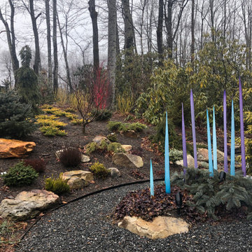 Cheerful garden on a dreary winter day