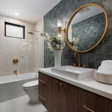 Guest Bathroom with Blue Tile Accent