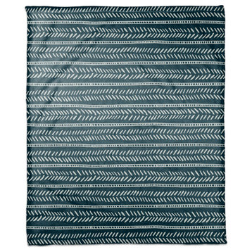 Blue Box and Dash Print 50x60 Coral Fleece Blanket