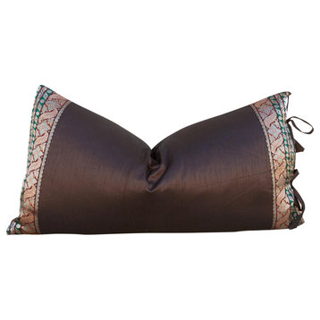 Lila Large Festive Indian Silk Queen Lumbar Pillow Cover