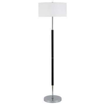 Simone 2-Light Floor Lamp with Fabric Shade in Matte Black/Polished...