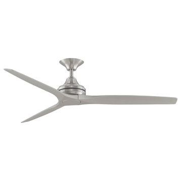 Fanimation Spitfire Ceiling 60" Fan, Brushed Nickel With Nickel Blades
