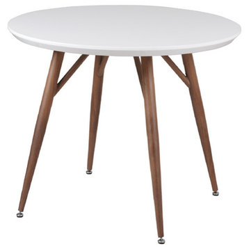 43" Round white glossy dining table