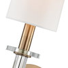 Amherst 1 Light Wall Sconce, Aged Brass Finish, White Faux Silk