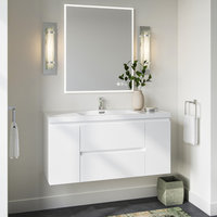 MOB Bath Vanity, High Gloss White, 48", Single Sink, Wall Mount