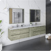 Fresca Formosa Wall Hung Double Sink Bathroom Vanity with Mirrors, Sage Gray, 84"