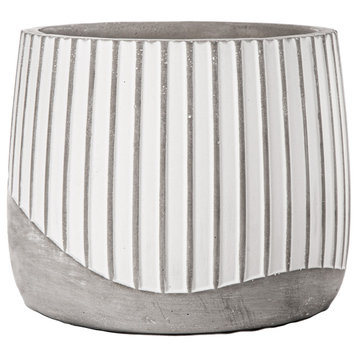 Urban Trends Cement Round Pot With Gray Finish 53614