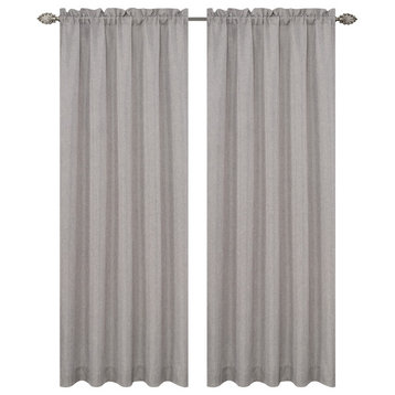 Tweed Drapery Curtain Panels, Pewter
