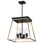 Eglo - Paulino 4 Light Pendant, Brushed Gold and Matte Black - Eglo's Paulino 4 Light Pendant features exquisite style and unparalleled elegance. This 4-light pendant is crafted with a trapezoidal shade in brushed gold and matte black finish nesting 4 matte black bulb holders. Its open geometric frame creates an engaging look and plays on form and function. With its fine design, this pendant sets the tone of the room and effortlessly upgrades home decor. Install the Paulino pendant in the bedroom, living room, or dining room to add a focal point to the space.