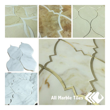 Crema Marfil Tile and the Waterjet Mosaic Multi-Purpose Beige Tile