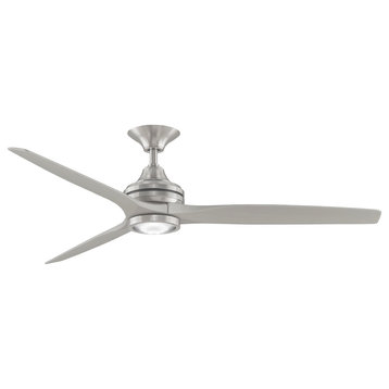 Fanimation Spitfire Ceiling 60" Fan, Brushed Nickel/Nickel Blades, LED Light