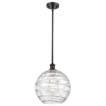 Extra Large Deco Swirl 1-Light Pendant, Oil Rubbed Bronze, Clear