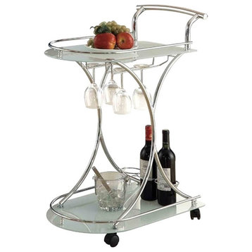 Coaster Elfman Contemporary Metal 2-shelve Serving Cart in Chrome and White