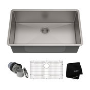 Kraus 32" Undermount Kitchen Sink, Stainless Steel, Accessories